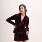Silk-velvet peplum blazer with sequin embellishing