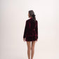 Silk-velvet peplum blazer with sequin embellishing