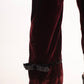 Silk-velvet high-waisted trousers with embellished bows