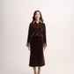 Long-sleeved embellished midi silk velvet dress