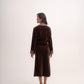 Long-sleeved embellished midi silk velvet dress
