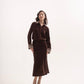 Long-sleeved embellished midi silk velvet dress
