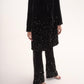 Silk-velvet midi trench coat with sequin embellishing