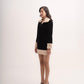 Silk-velvet faux fur mini skirt