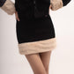 Silk-velvet faux fur mini skirt