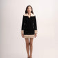 Silk-velvet faux fur mini skirt