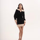 Silk-velvet faux fur mini skirt