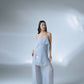 Hand-embellished organza flared pants