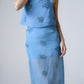 Hand-embellished organza midi skirt