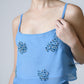Hand-embellished strappy organza top