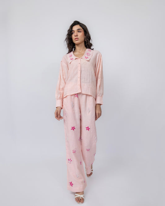 100% linen hand-beaded pants