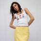100% Linen mini skirt with crystal drops