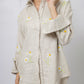 100% Linen long-sleeved embroidered shirt & high-waisted trousers co-ord