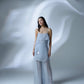 Hand-embellished organza flared pants