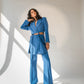 High-waist trousers with side slits