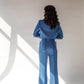 High-waist trousers with side slits