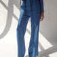 High-waist trousers with side slits