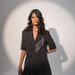 Half-sleeved blazer dress with long chain detailing