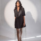 Half-sleeved blazer dress with long chain detailing
