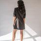 Half-sleeved blazer dress with long chain detailing
