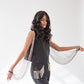 Top with rhinestone chain sleeves