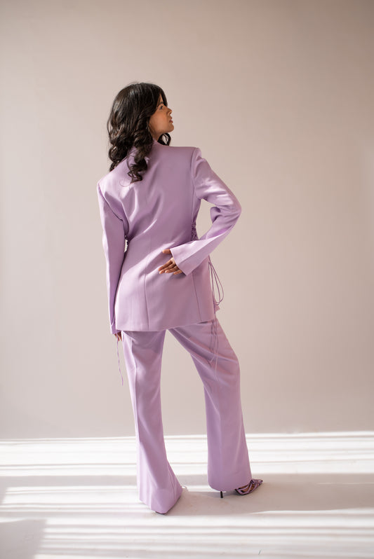 High-waist trousers with front slit
