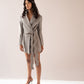 Cropped scalloped blazer with tie-belt