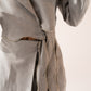 Cropped scalloped blazer with tie-belt