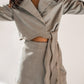 Cropped scalloped blazer with tie-belt