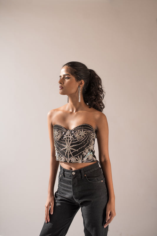 Hand-embroidered cropped top