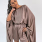 Long-sleeved satin playsuit