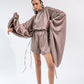 Long-sleeved satin playsuit