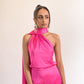 Scarf detail backless satin jumpsuit