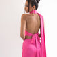 Scarf detail backless satin jumpsuit