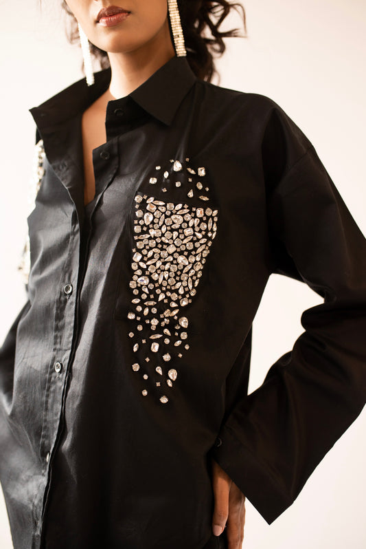 Embellished long-sleeved shirt