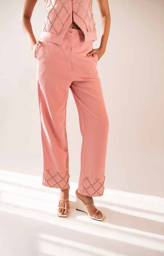 High-waist trousers with embellishments