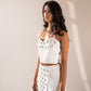 Hand-embellished halter top