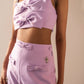 Hand-embellished high-waist trousers with bows
