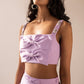 Hand-embellished cropped top with bows