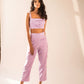 Hand-embellished high-waist trousers with bows
