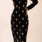 Hand-embellished full-sleeved velvet midi dress