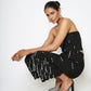 High-waisted trousers with drop embellishments