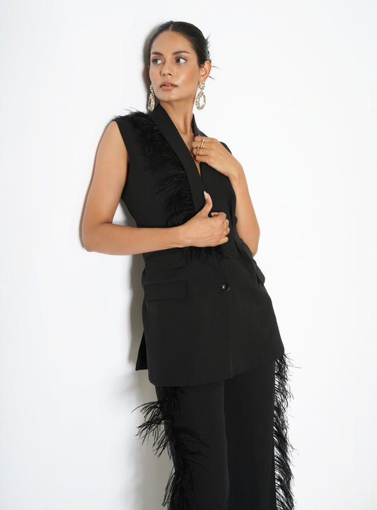 Waistcoat with feather detail