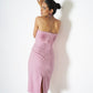 Off-shoulder hand embroidered midi dress