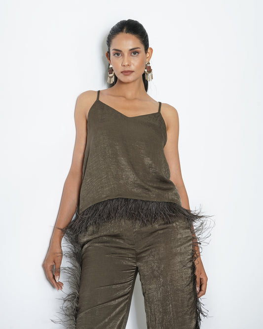 Camisole with feather detail