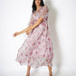 Printed organza wrap dress with camisole