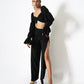 High-waisted side slit trousers