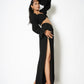 High-waisted side slit trousers