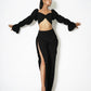 High-waisted side slit trousers