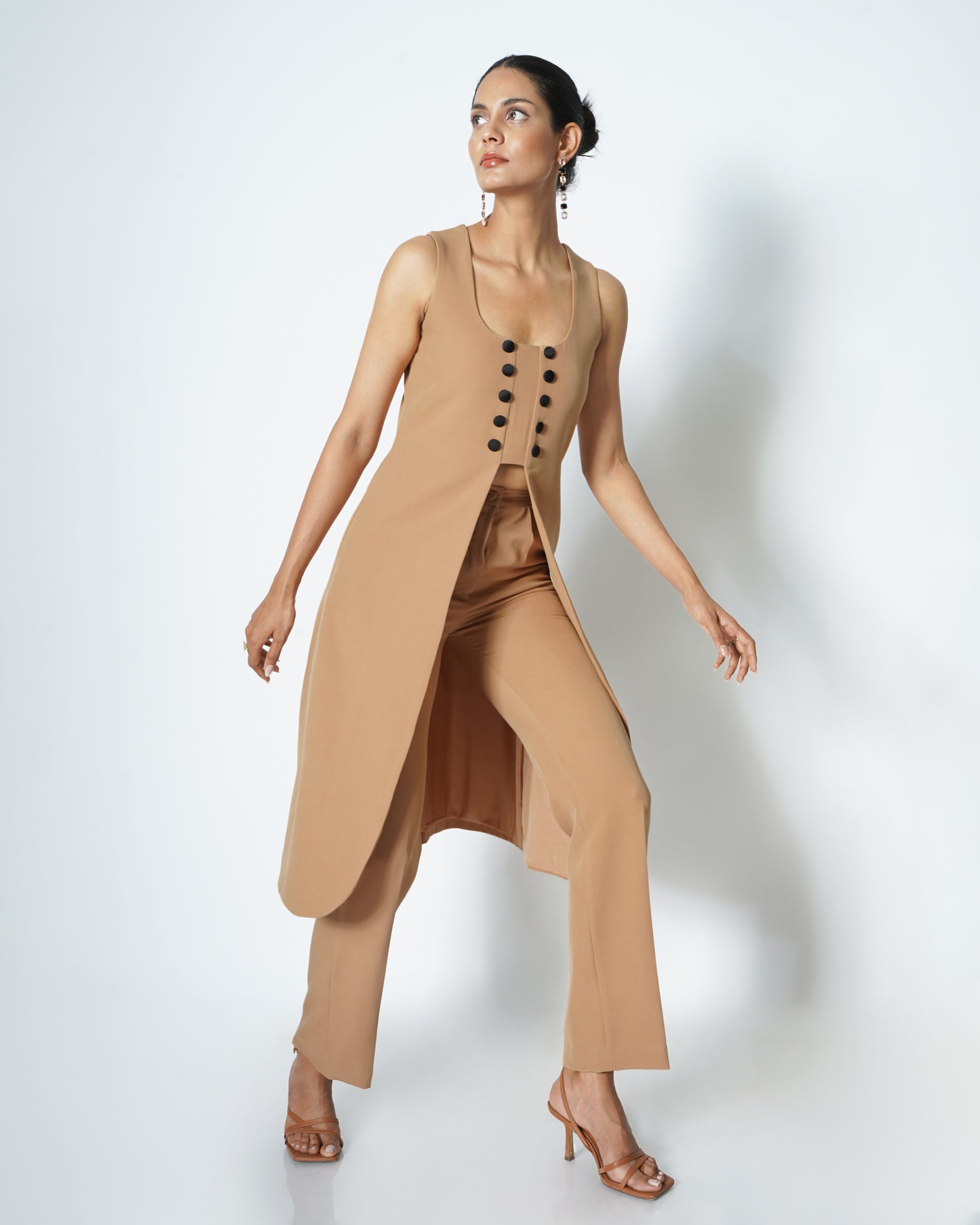 High-waisted straight trousers